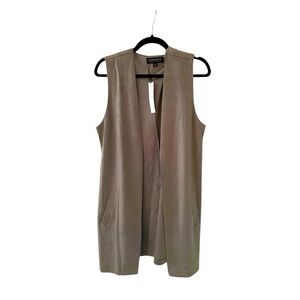 Context Microsuede Long Vest Duster with asymmetric back detail. VTG L/XL